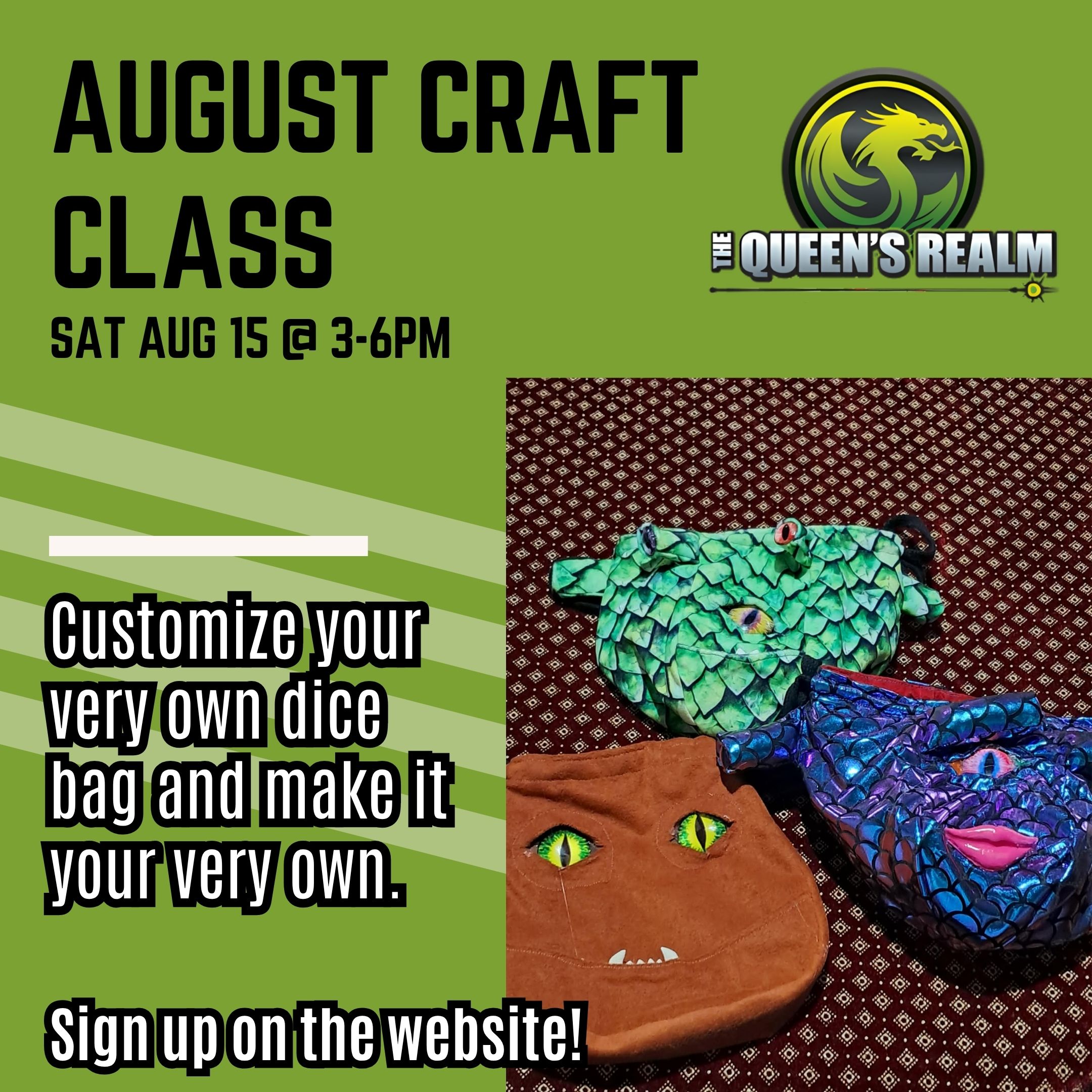 August Dice Bag Craft Class - Purple Bag